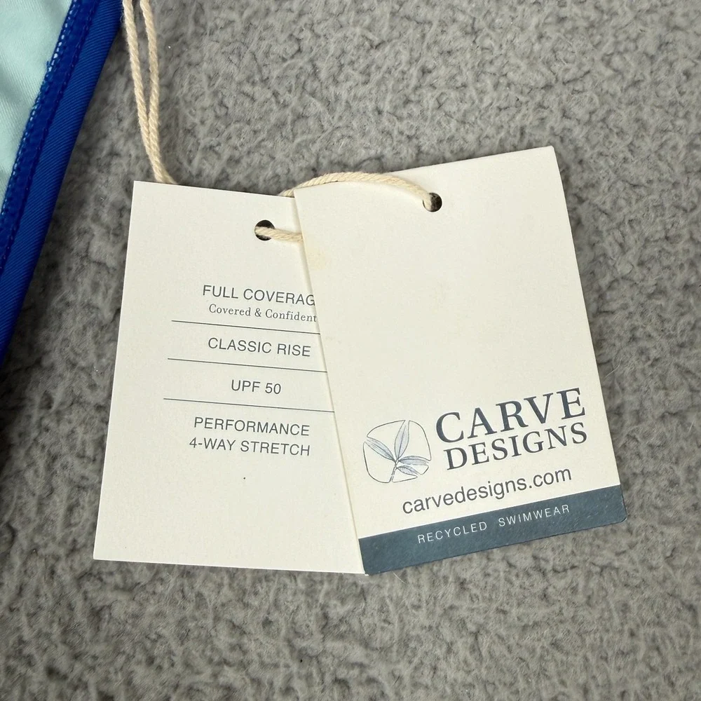 Carve Designs Bikini Bottom Womens L Blue Teal Colorblock UPF Classic Rise NWT